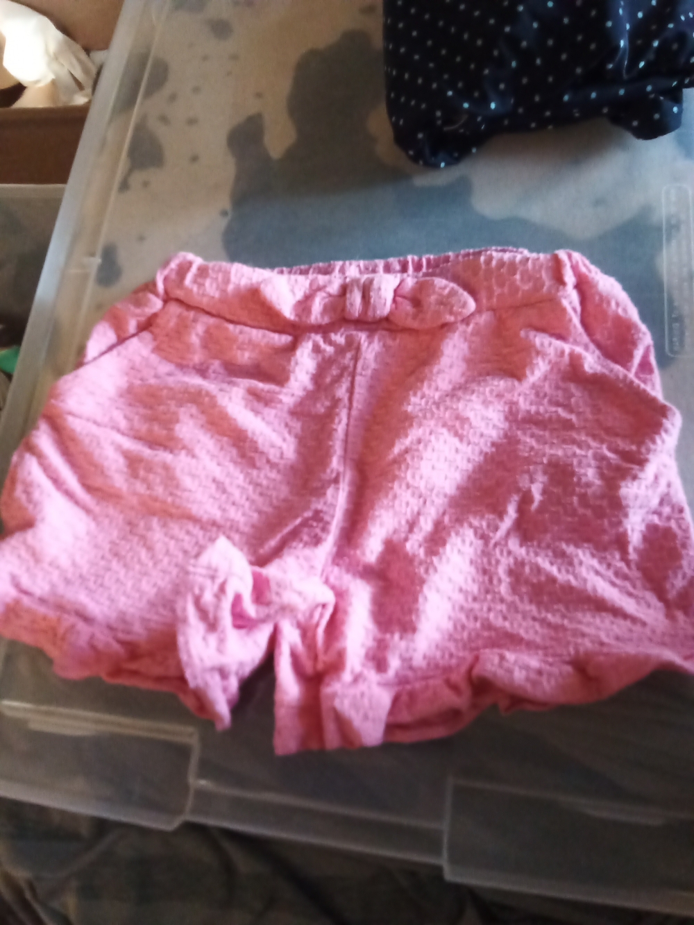 Girls Pink Textured Elastic-Waist Ruffle Shorts
